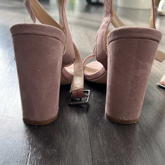 EUC Light Pink Suede Block Heels - Picture 3 of 5
